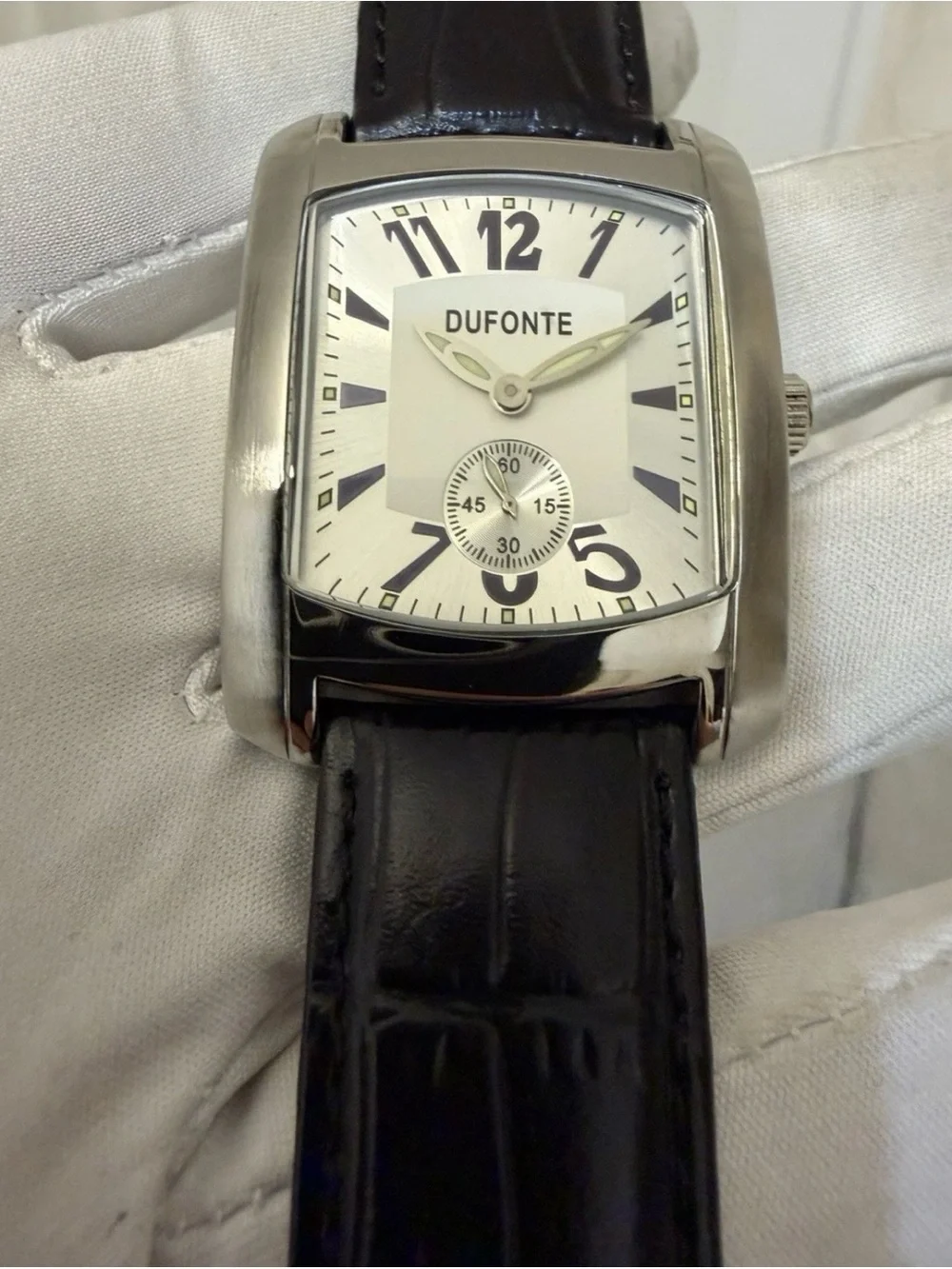 Vintage Dufonte by Lucien Piccard Men's Watch 83029SLB Tonneau Quartz 34-44mm